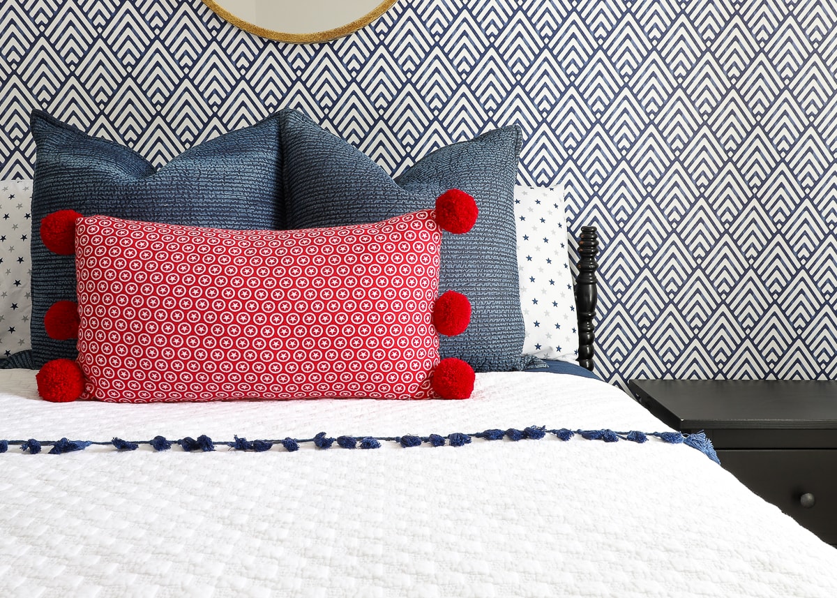 how to add pom poms to a pillow