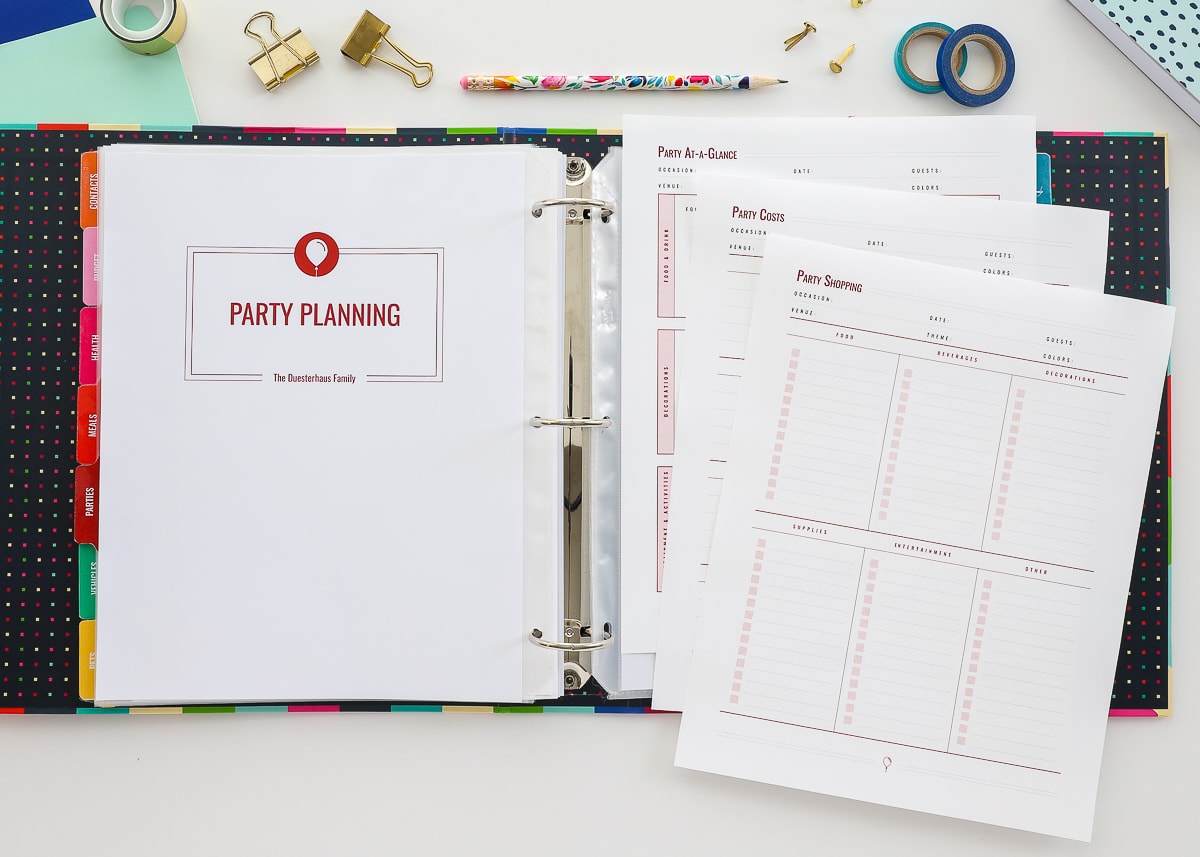 Part 12 | Party Planning open in The Family HUB Binder
