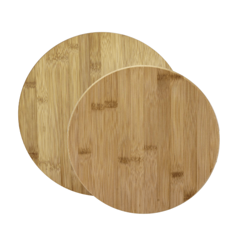 2 different-sized wooden round turntables