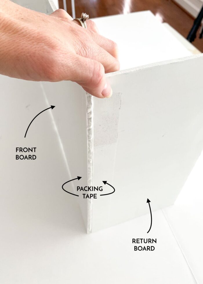 cut and tape foam board to create a custom window valance