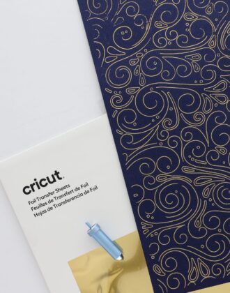 Cricut Foil Transfer Sheets with navy cardstock