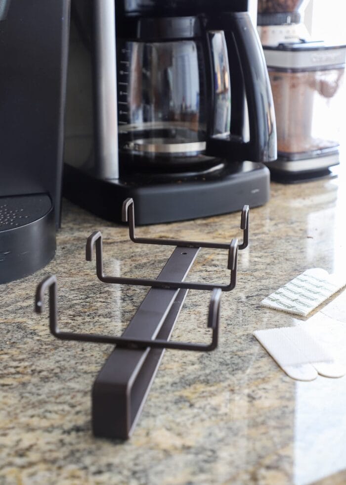 Coffee mug organizer with Command Strips