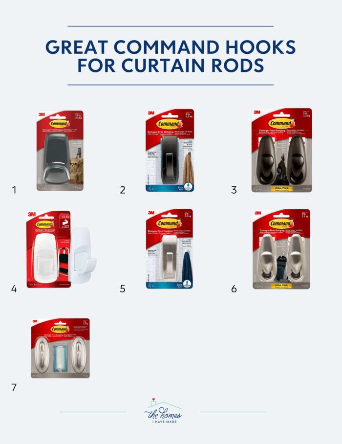 Collage of great Command Hooks for curtain rods