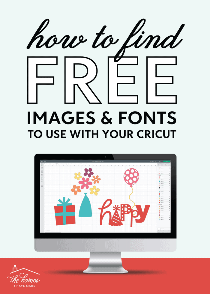 Computer showing screenshot of Cricut Design Space with free images.