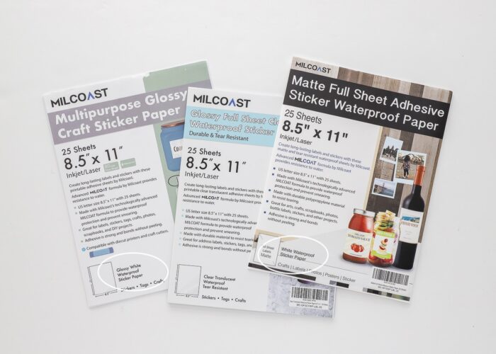 3 packages of Milcoast Waterproof Sticker Papers