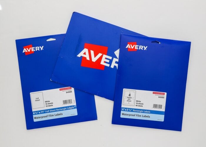 3 packages of Avery Waterproof Film Labels