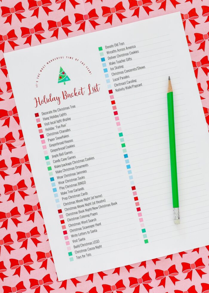 Holiday Bucket List Printable