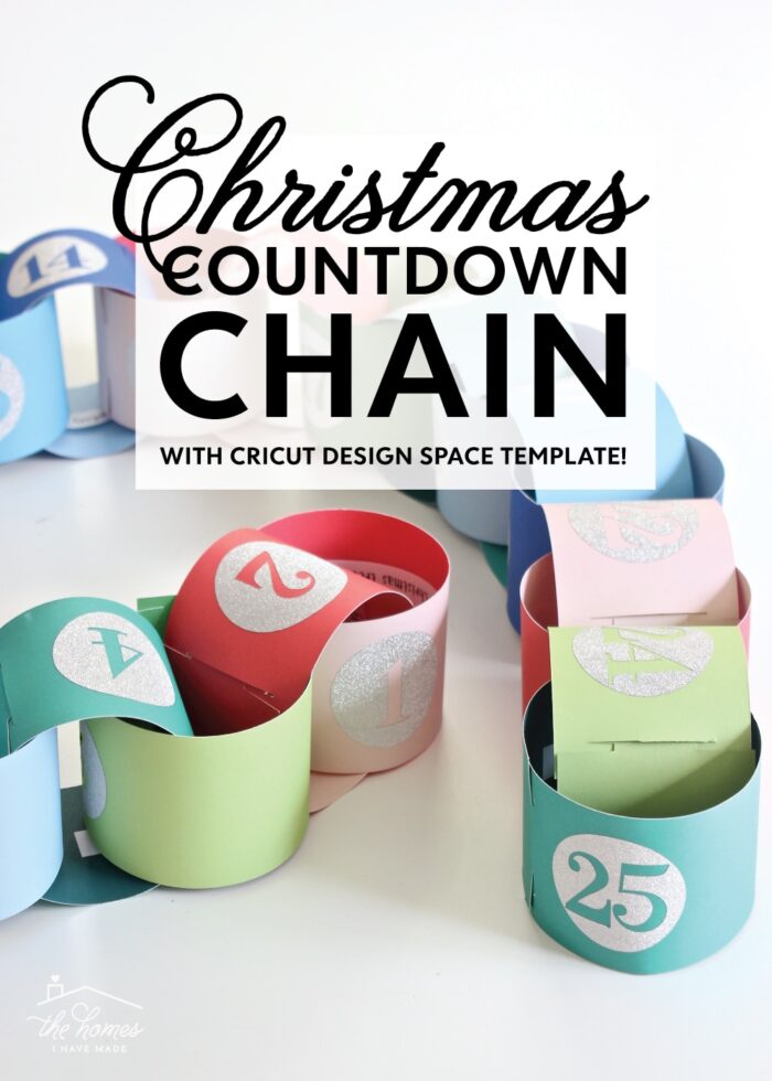 Christmas Countdown Chain in pastel colors with glitter numbers.