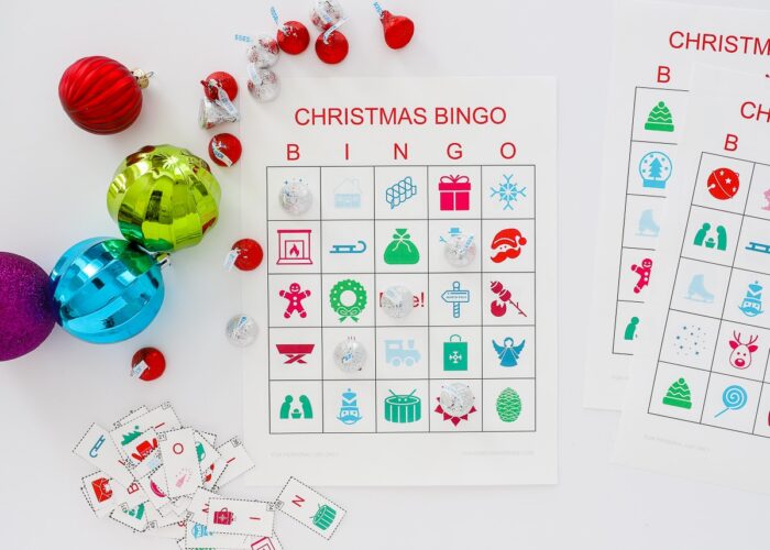 Printable Christmas Bingo Cards with Hershey Kisses