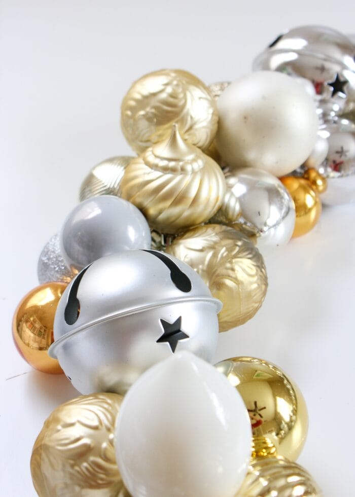 Gold, silver, and white ornaments