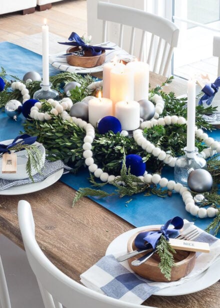 Blue and green Christmas decorations