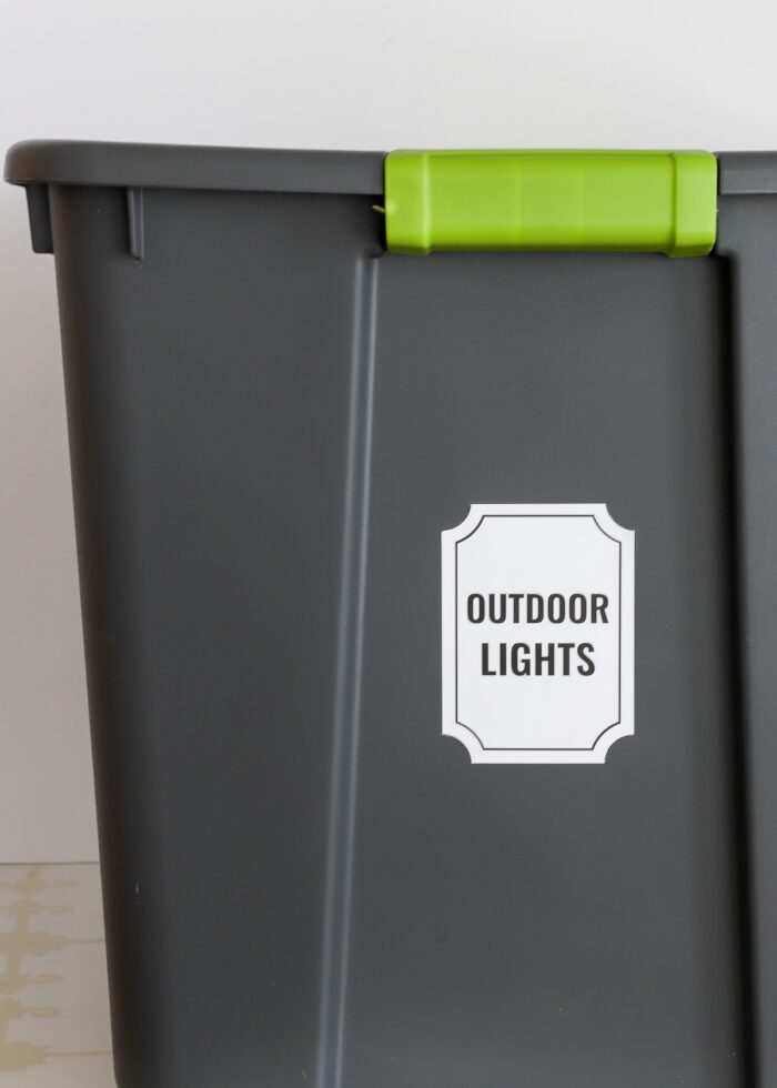Store bin for outdoor Christmas lights