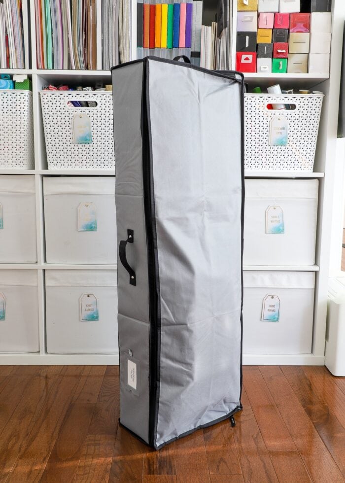 Grey wrapping paper storage tote
