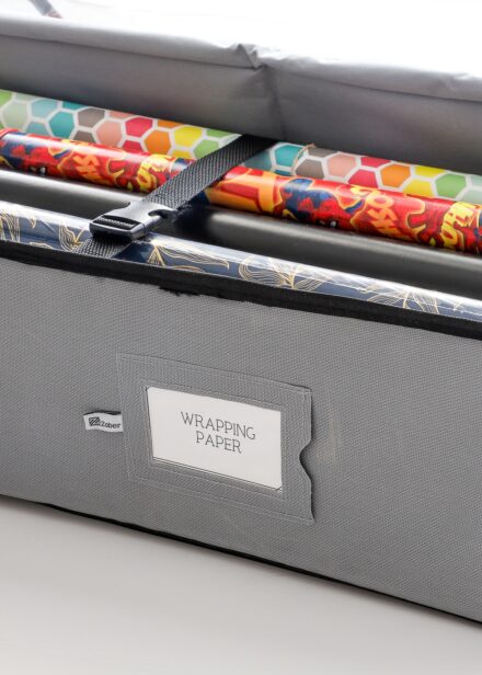 Grey wrapping paper storage tote