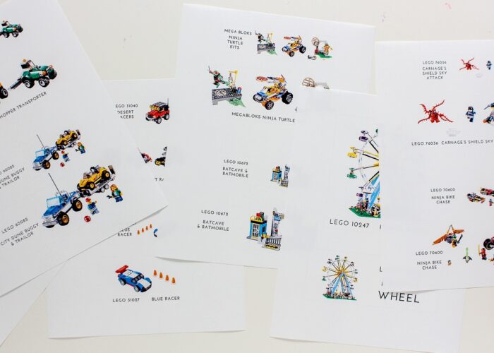 LEGO Labels printed onto white paper