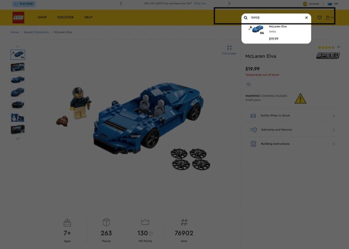 Screenshot of LEGO.com