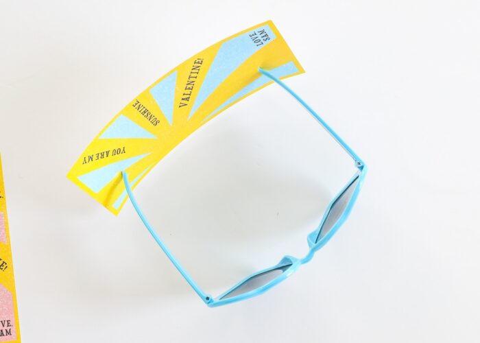 Printed Valentines with blue sunglasses
