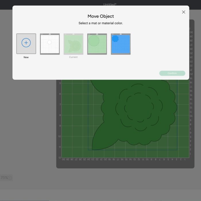 Cricut Design Space screenshot of Move Object function