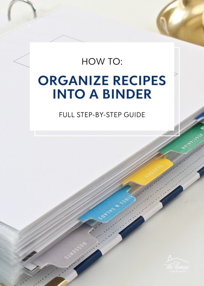 Open recipe binder with tabbed dividers
