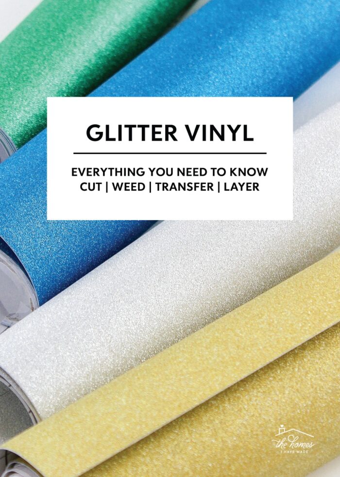 Four rolls of glitter vinyl on a white table