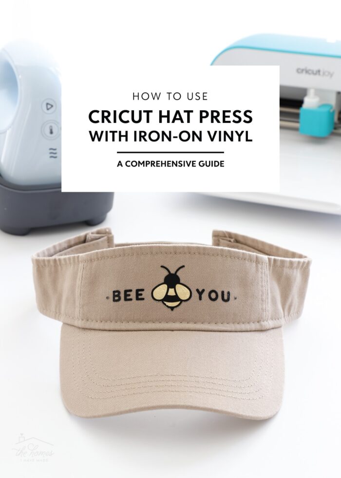 Bee You Visor next to Cricut Hat Press and Cricut Joy