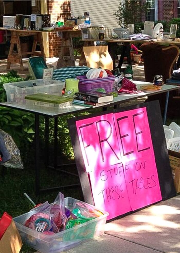 Free table at a garage sale