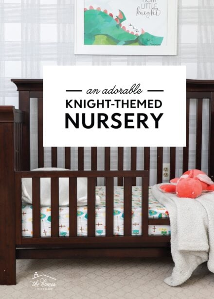 Knight-themed nursery with grey walls