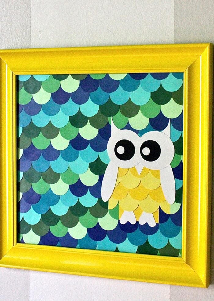 Owl made from paint chip circles
