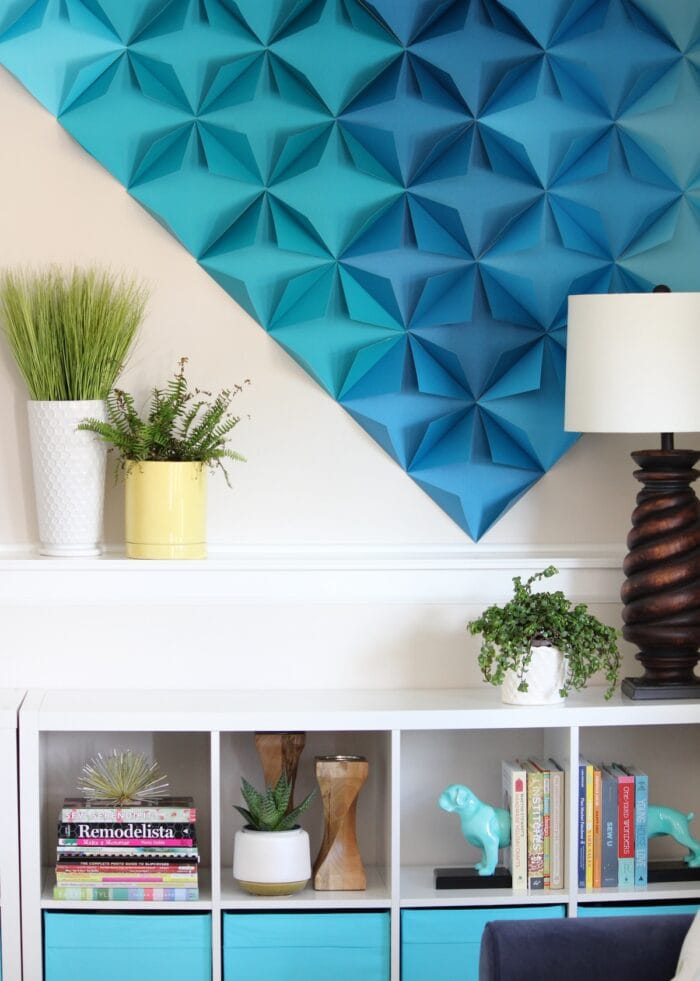 3D Wall Decor with Paper in shades of blue