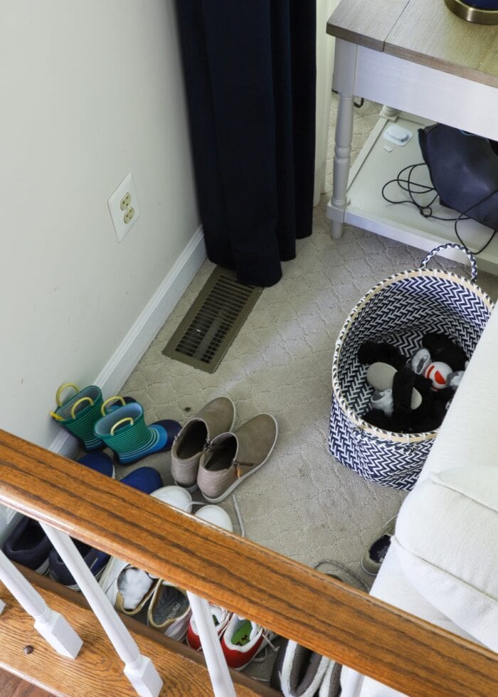 An open corner filled with shoes