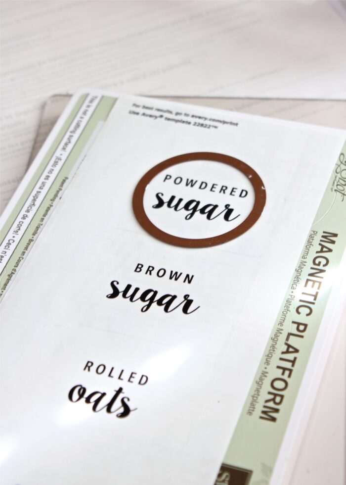 Printed Pantry Labels being cut with a circle framelet