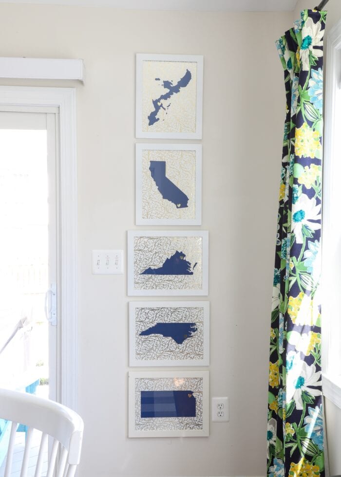 A vertical collection of frames depicting various States