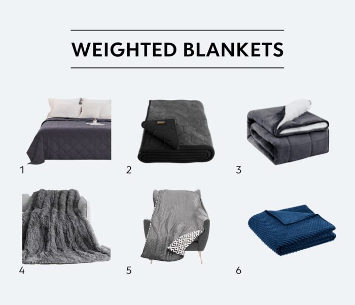 Collage of various weighted blankets