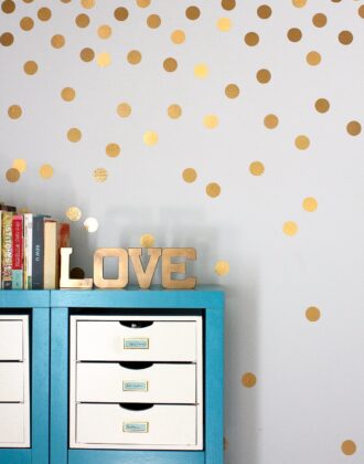 DIY Polka Dot Wall in a craft room
