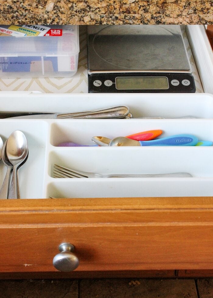 Silverware in a kitchen drawer organizer