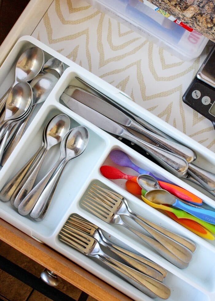 Silverware in a kitchen drawer organizer