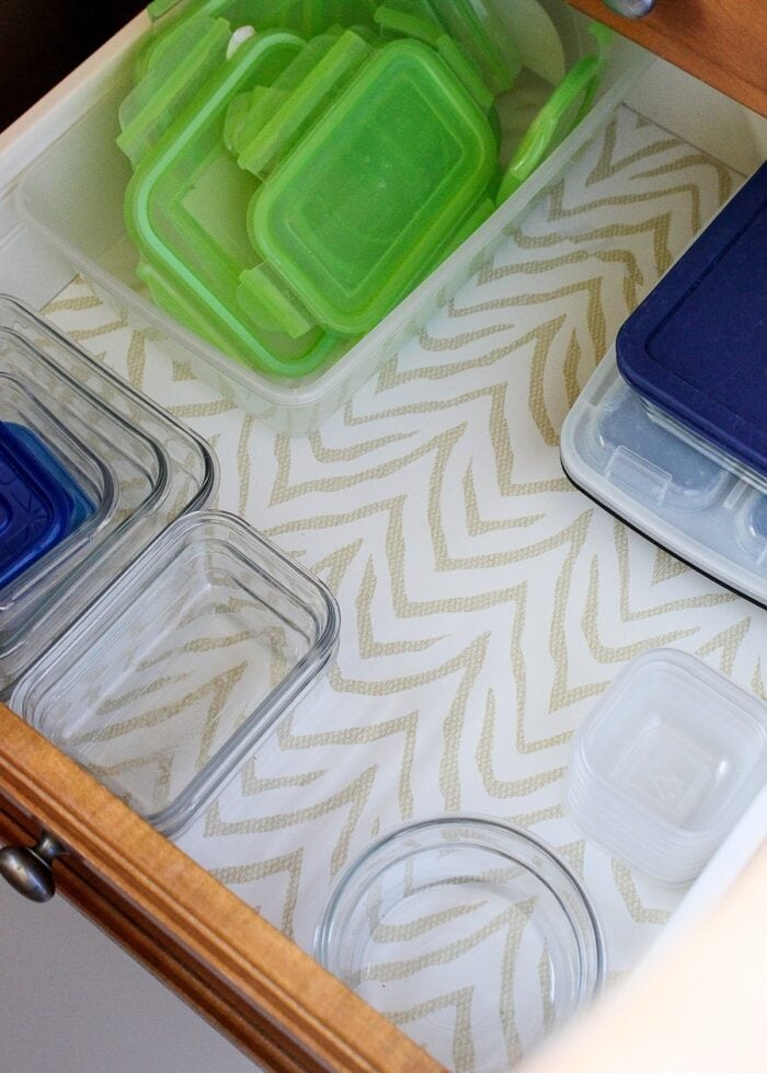 use pretty paper when organizing kitchen drawers