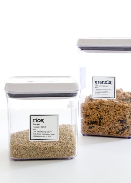 Pantry canisters with printed labels