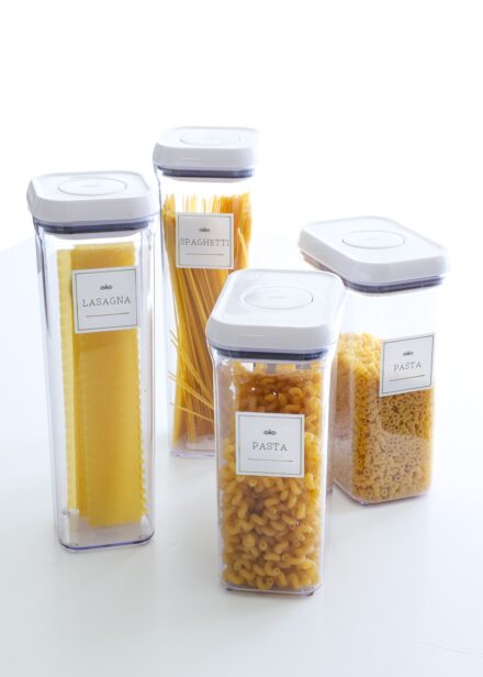 Pantry canisters with labels