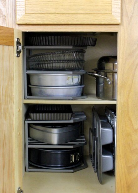 Easily Organize Your Baking Pans (In Any Cabinet!) - The Homes I Have Made