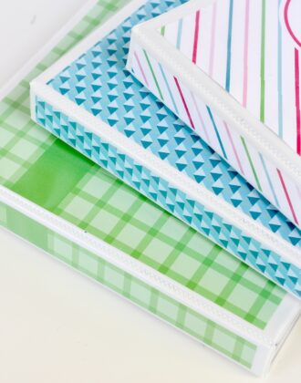 Three binders with printable covers and spines