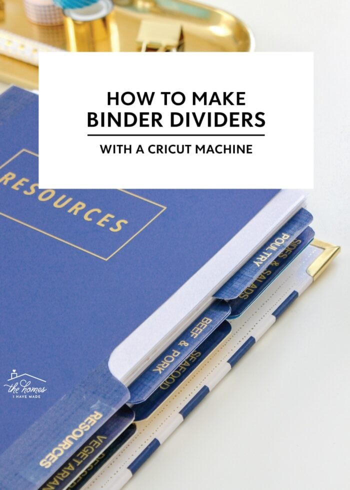 Blue DIY binder dividers on a recipe binder