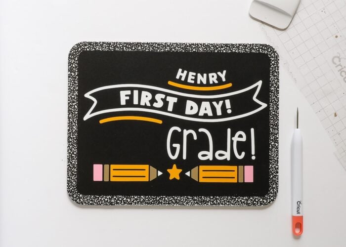 Vinyl First Day of School design on chalkboard
