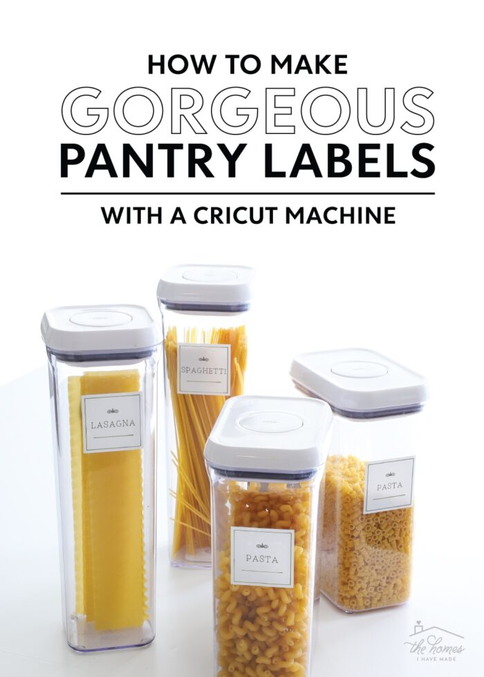 Four pantry canisters with Cricut-made labels