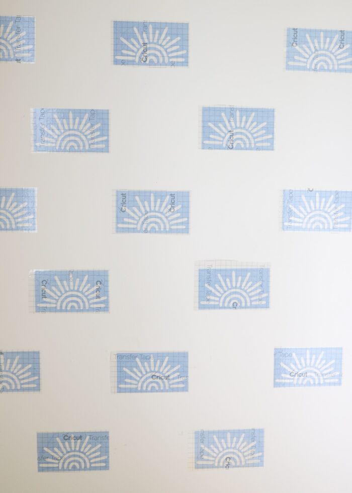 Stencils cut from Cricut Smart Stencil on white wall
