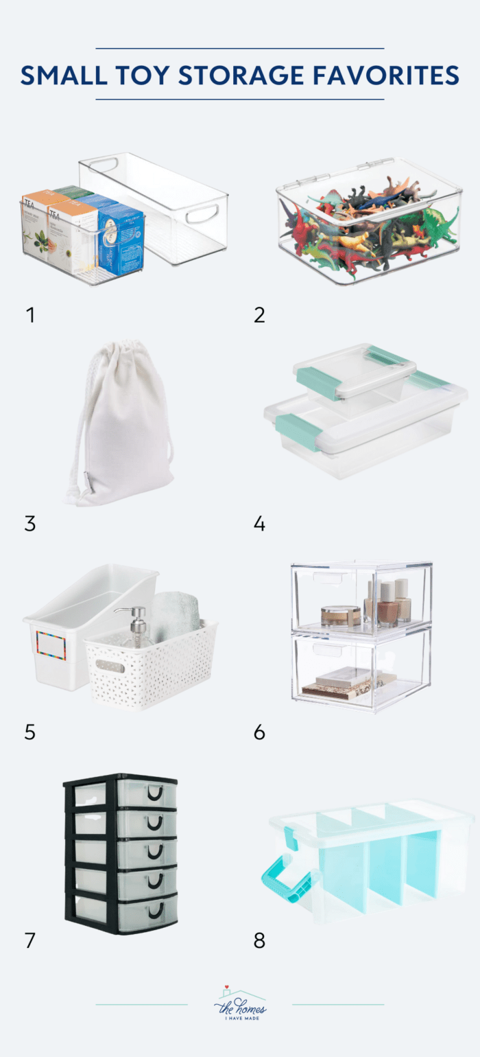 Collage of best small toy storage solutions