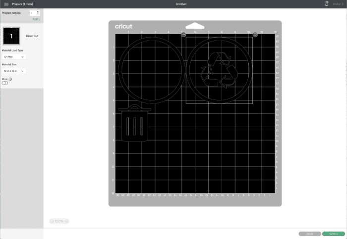Screenshot in Cricut Design Space - Group Versus Attach on Cut Prepare Screen