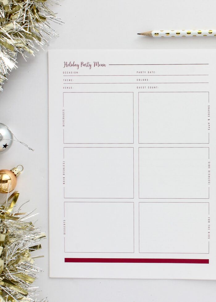 Holiday Party Menu Planner
