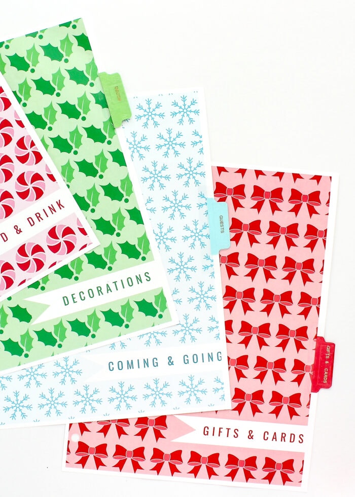 Colorful tabbed dividers for a Holiday Planner