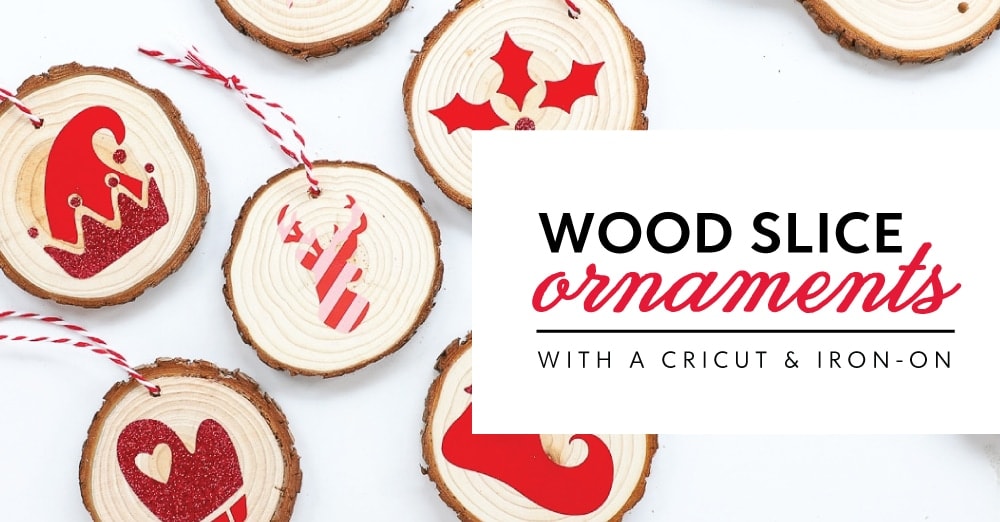 HTV On Wood Slice Ornaments Using Cricut Easy Press - So Fontsy